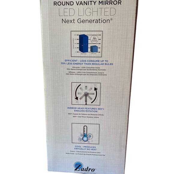 Zadro Round LED Variable Lighted Vanity Cordless 10X Beauty Make Up Mirror - Picture 2 of 12